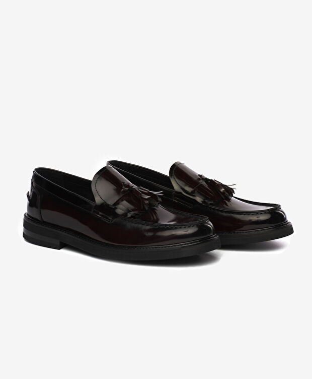 Erkek Bordo Hakiki Deri Loafer Ayakkabı - 3