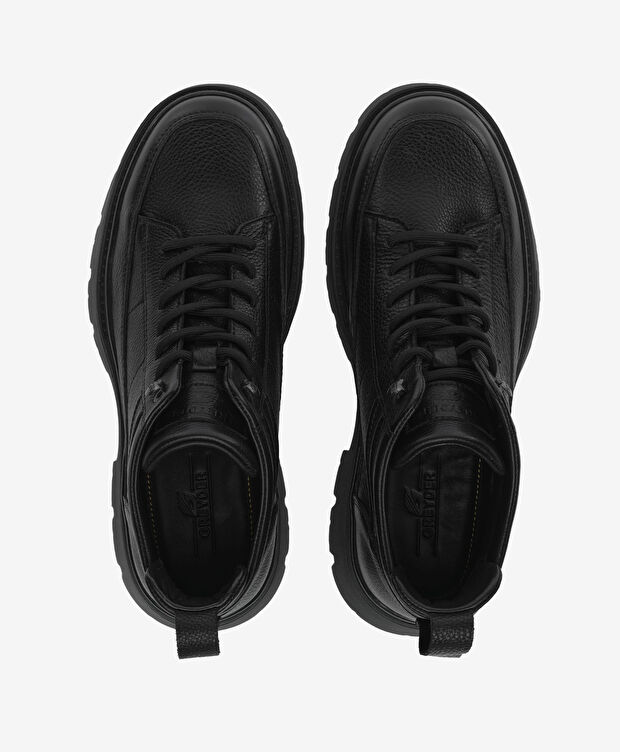 Erkek Siyah Hakiki Deri Bot - 5