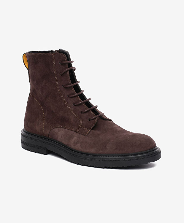 Erkek Kahverengi Süet Hakiki Deri Military Bot - 2