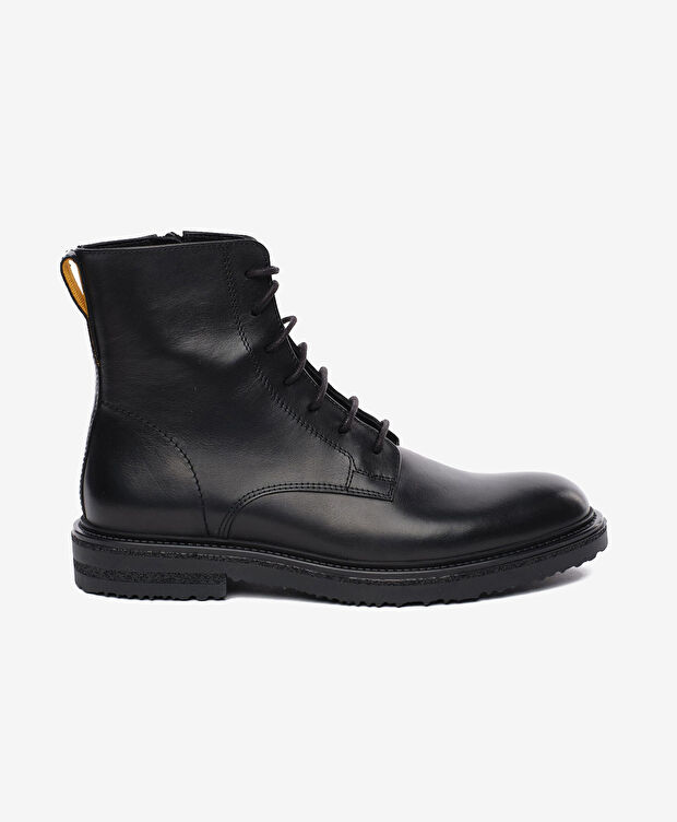 Erkek Siyah Hakiki Deri Military Bot - 1