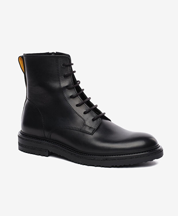 Erkek Siyah Hakiki Deri Military Bot - 2