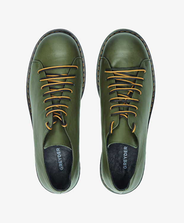 Kadın Haki Hakiki Deri Klasik Ayakkabı - 5