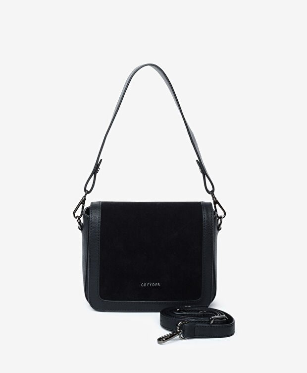 Kadın Siyah Hakiki Deri Çapraz Çanta - 1