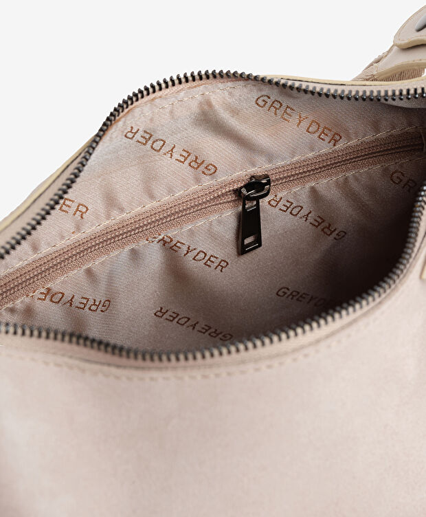 Kadın Bej Hakiki Deri Omuz Çantası - 4