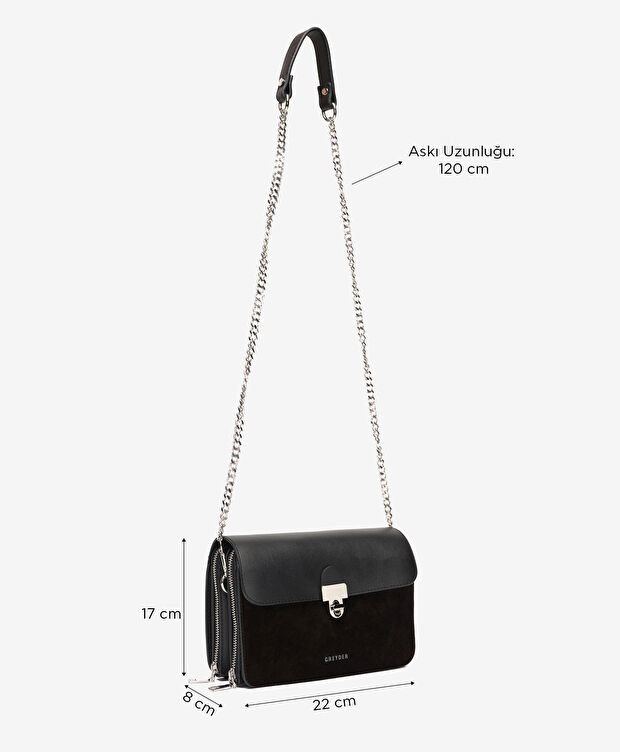 Kadın Siyah Hakiki Deri Çapraz Çanta - 2