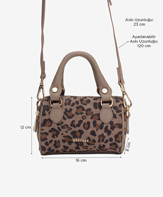 Kadın Leopar Hakiki Deri Çapraz Çanta - 2