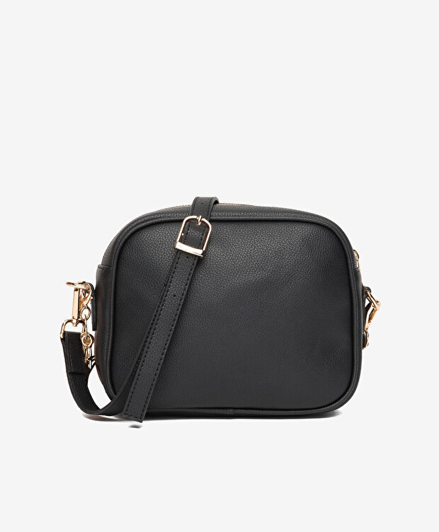 Kadın Siyah Hakiki Deri Çapraz Çanta - 4