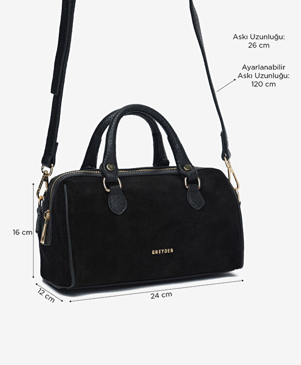 Kadın Siyah Hakiki Deri Çapraz Çanta - 2