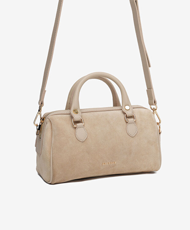 Kadın Bej Hakiki Deri Çapraz Çanta - 5