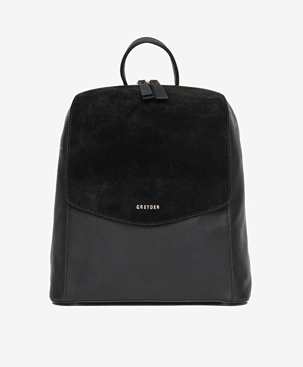 Kadın Siyah Hakiki Deri Sırt Çantası - 1