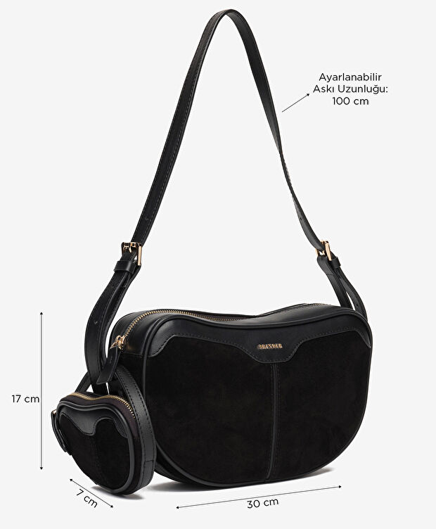 Kadın Siyah Hakiki Deri Çapraz Çanta - 2