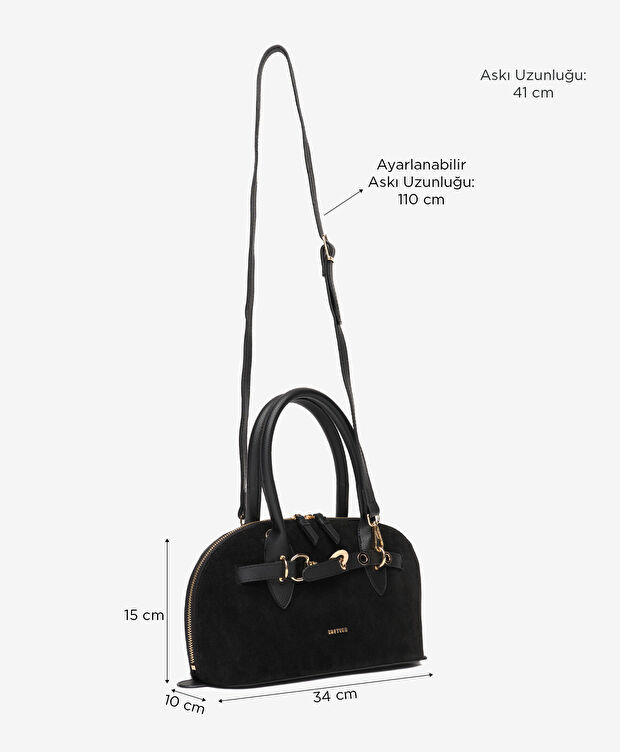Kadın Siyah Hakiki Deri Çapraz Çanta - 2
