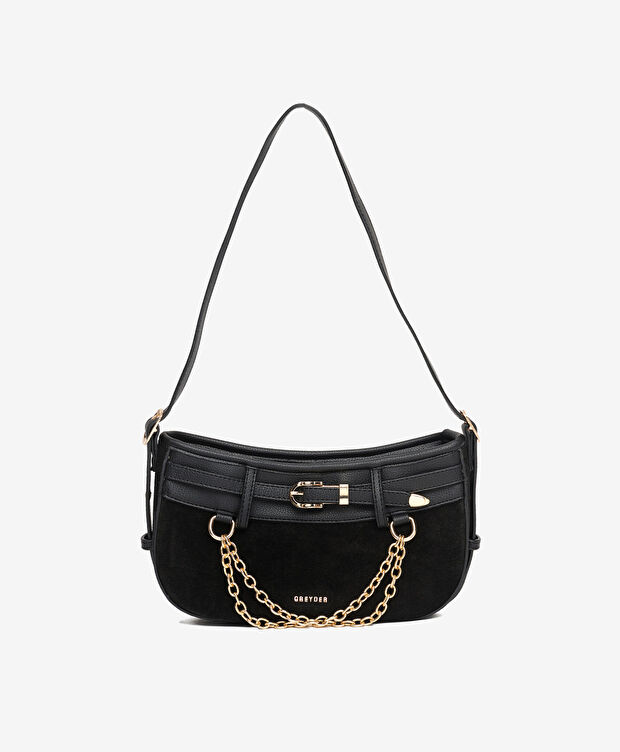 Kadın Siyah Hakiki Deri Çapraz Çanta - 1