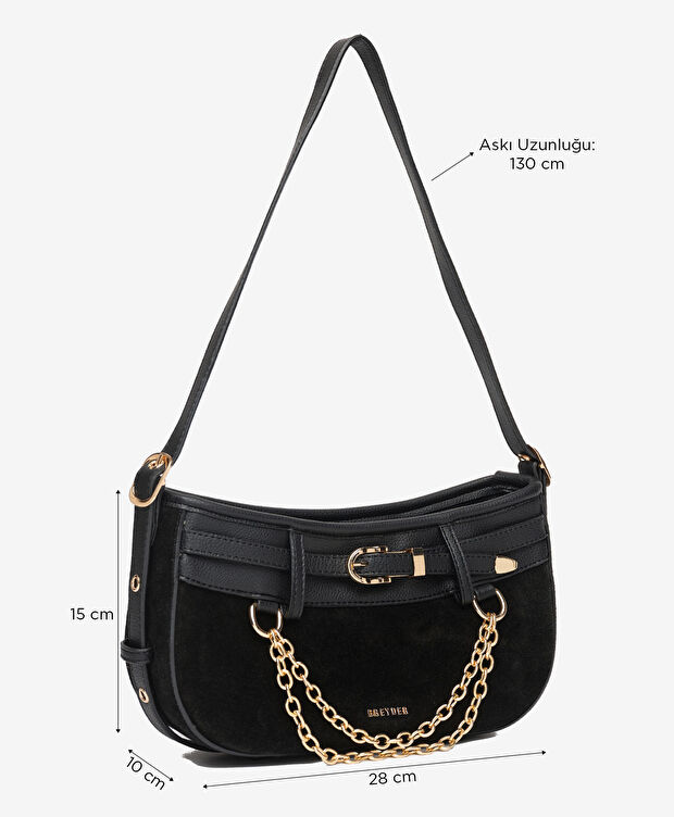 Kadın Siyah Hakiki Deri Çapraz Çanta - 2