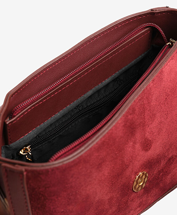 Kadın Bordo Hakiki Deri Çapraz Çanta - 5