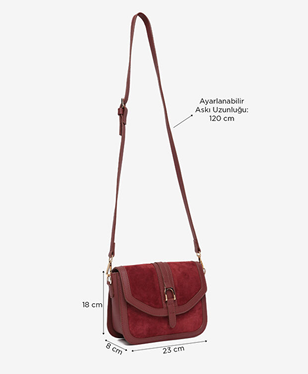 Kadın Bordo Hakiki Deri Çapraz Çanta - 2