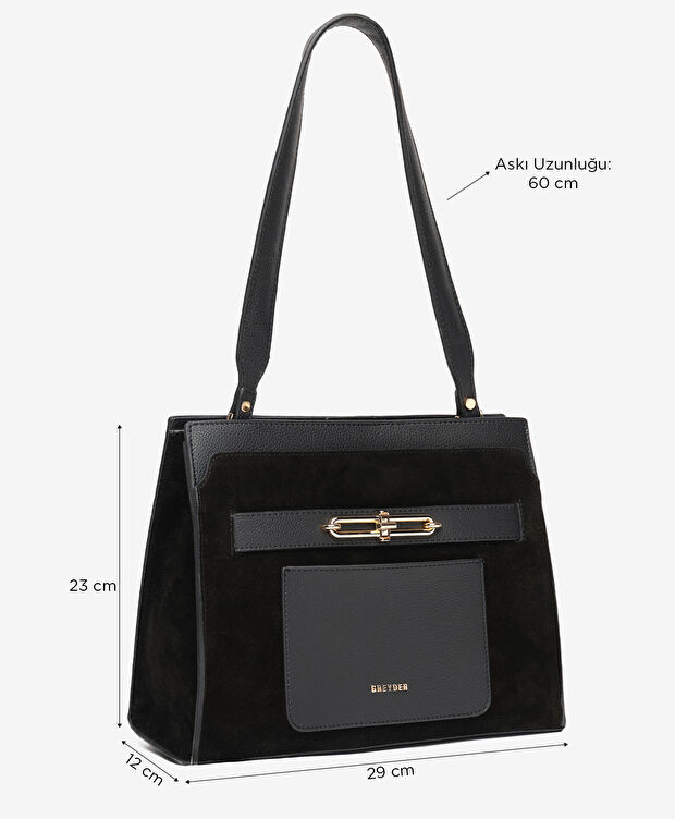 Kadın Siyah Hakiki Deri Kol Çantası - 2