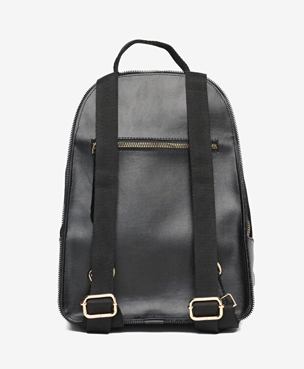 Kadın Siyah Hakiki Deri Sırt Çantası - 3