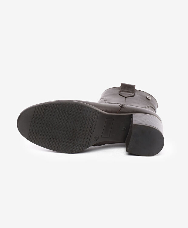 Kadın Kahverengi Hakiki Deri Topuklu Bot - 5