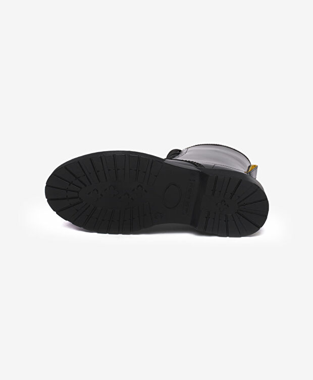 Kadın Siyah Hakiki Deri Military Bot - 5