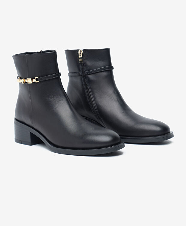 Kadın Siyah Hakiki Deri Topuklu Bot - 3