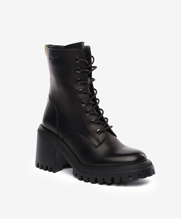 Kadın Siyah Hakiki Deri Topuklu Bot - 2