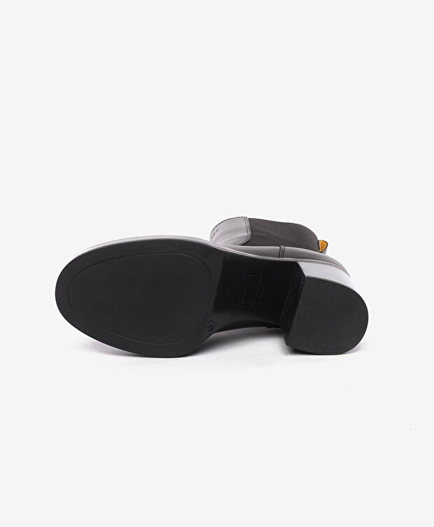 Kadın Siyah Hakiki Deri Topuklu Bot - 5