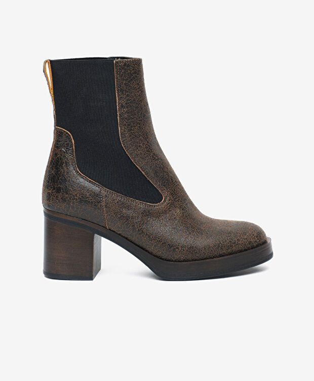 Kadın Kahverengi Hakiki Deri Topuklu Bot - 1