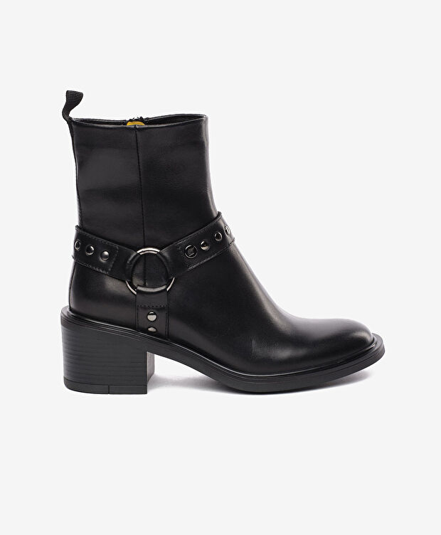 Kadın Siyah Hakiki Deri Topuklu Bot - 1