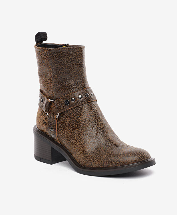 Kadın Kahverengi Hakiki Deri Topuklu Bot - 2