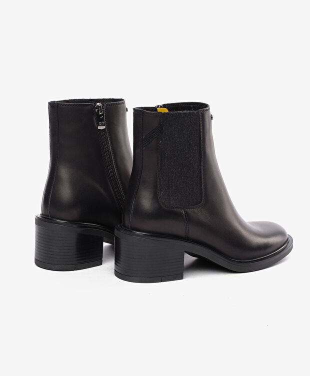 Kadın Siyah Hakiki Deri Topuklu Bot - 4