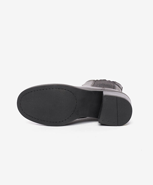 Kadın Siyah Hakiki Deri Topuklu Bot - 5