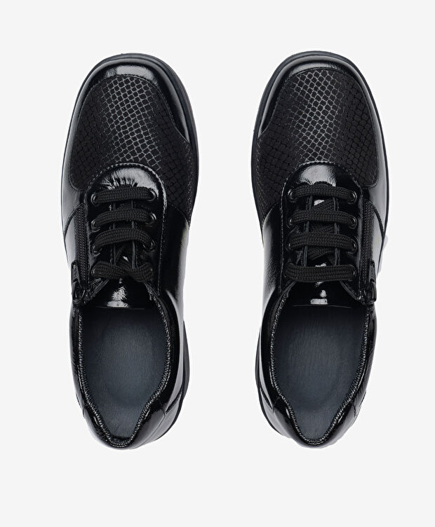 Kadın Siyah Rugan Hakiki Deri Comfort Ayakkabı - 5