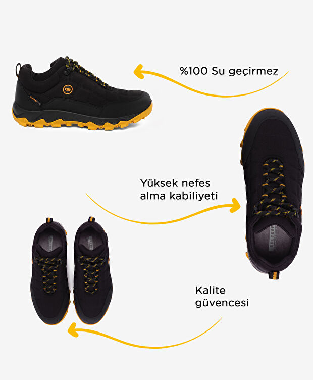 Kadın Siyah Sarı Su Geçirmez Outdoor Ayakkabı - 2
