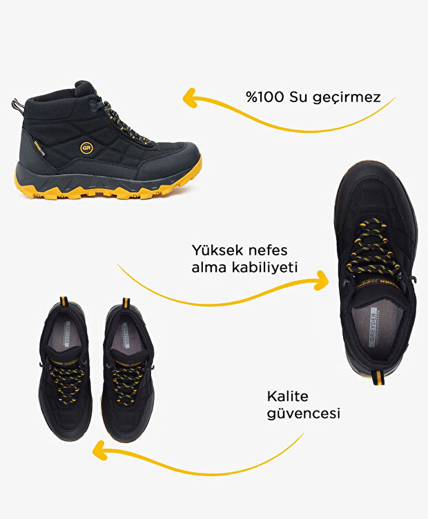 Kadın Siyah Sarı  Su Geçirmez Outdoor Bot - 2