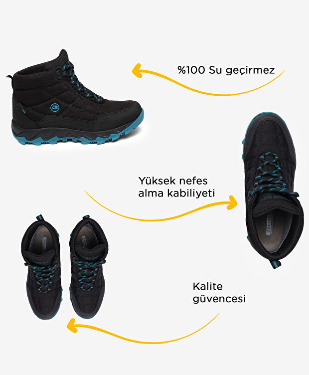 Kadın Siyah Lacivert Hakiki Deri Su Geçirmez Outdoor Bot - 2