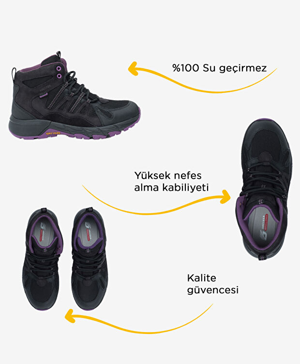Kadın Siyah Mor Su Geçirmez Outdoor Bot - 2