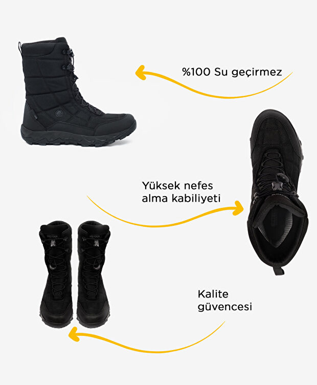 Kadın Siyah Su Geçirmez Outdoor Kar Botu - 2