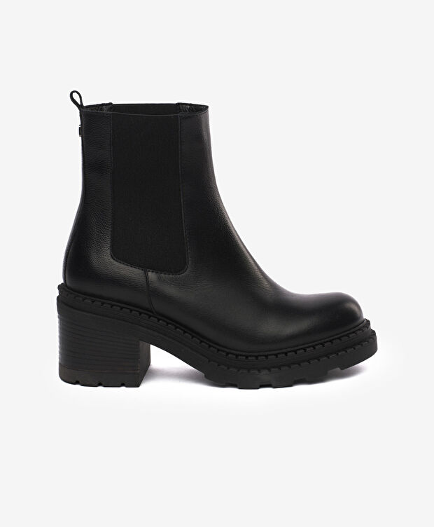 Kadın Siyah Hakiki Deri Topuklu Bot - 1