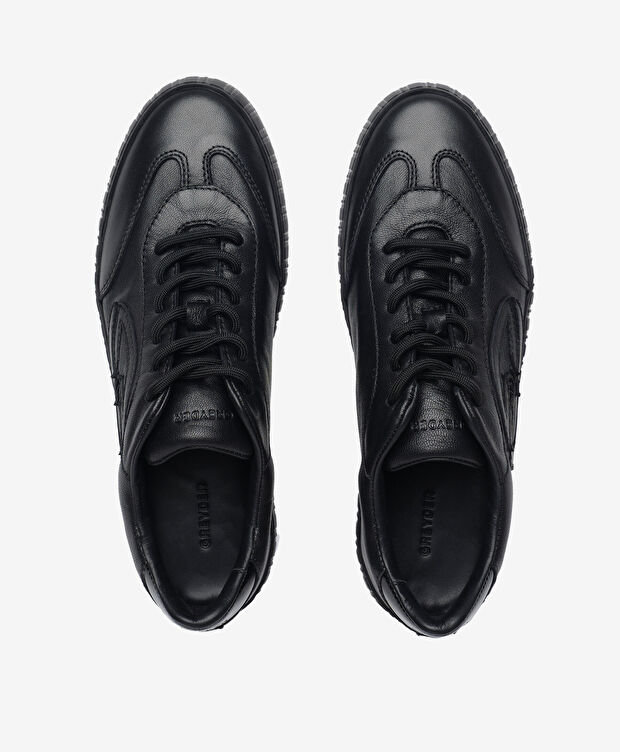 Kadın Siyah Hakiki Deri Sneaker Ayakkabı - 5