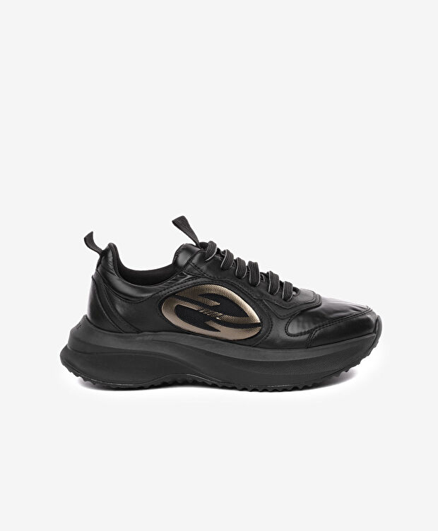 Kadın Siyah Bronz Hakiki Deri Spor Ayakkabı - 1