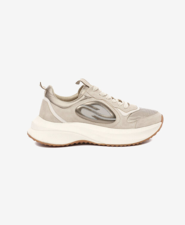 Kadın Bej Hakiki Deri Spor Ayakkabı - 1