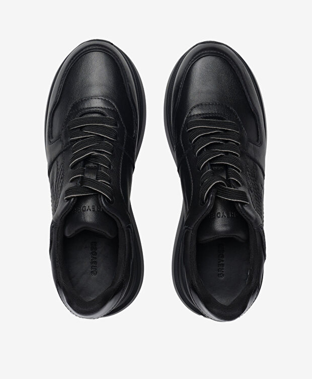 Kadın Siyah Hakiki Deri Spor Ayakkabı - 5