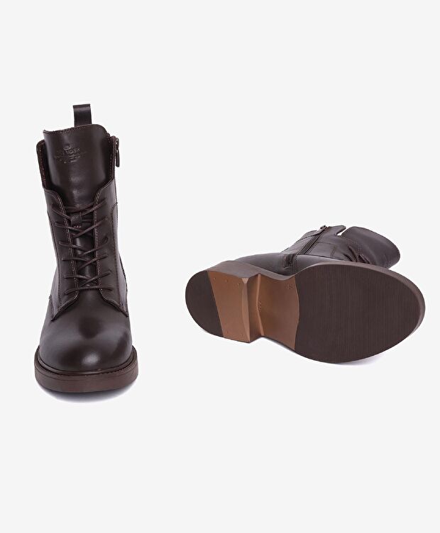 Kadın Kahverengi Hakiki Deri Miiltary Bot - 5