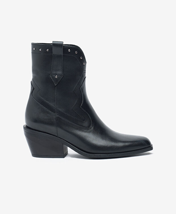 Kadın Siyah Hakiki Deri Topuklu Bot - 1