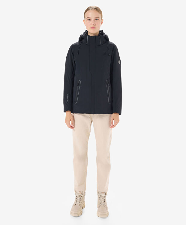 Kadın Siyah Suya Dayanıklı Kaz Tüyü Mont - 4