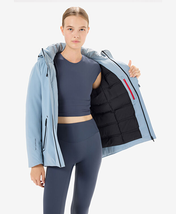 Kadın Açık Mavi Suya Dayanıklı Kaz Tüyü Mont - 5