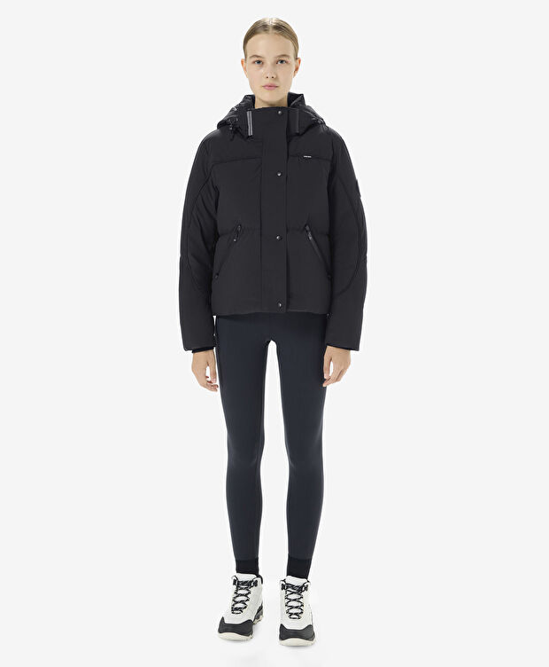 Kadın Siyah Suya Dayanıklı Kaz Tüyü Mont - 4