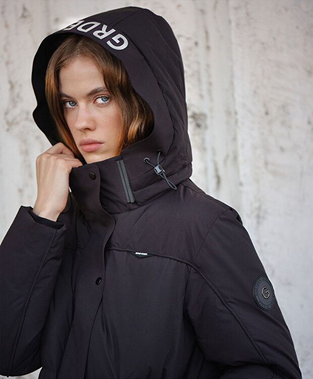 Kadın Siyah Suya Dayanıklı Kaz Tüyü Mont - 9