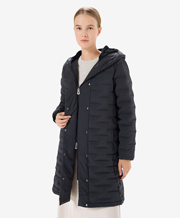 Kadın Siyah Suya Dayanıklı Kaz Tüyü Mont - 7